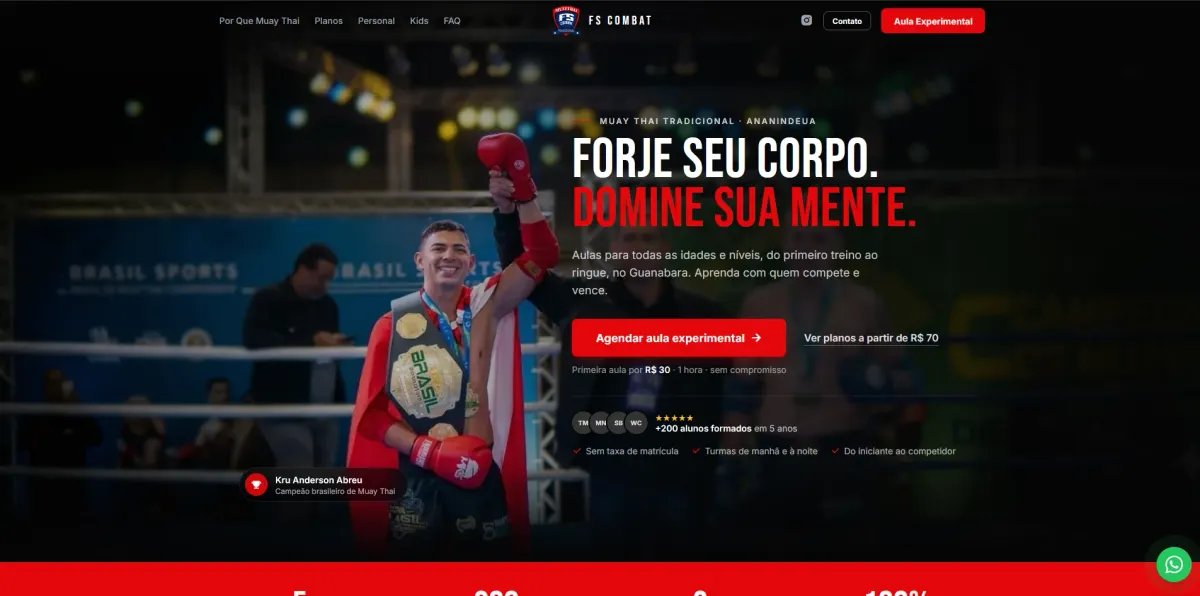 Página inicial do site FS Combat